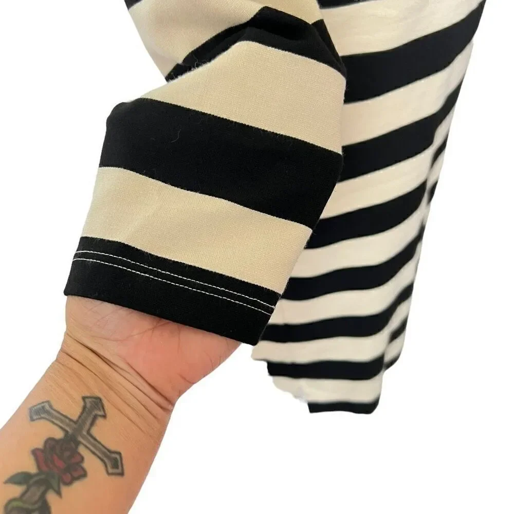 Theory Small Onita Dress 3/4 Sleeves Cream and Black Striped Dress Size  S/P - Picture 7 of 13